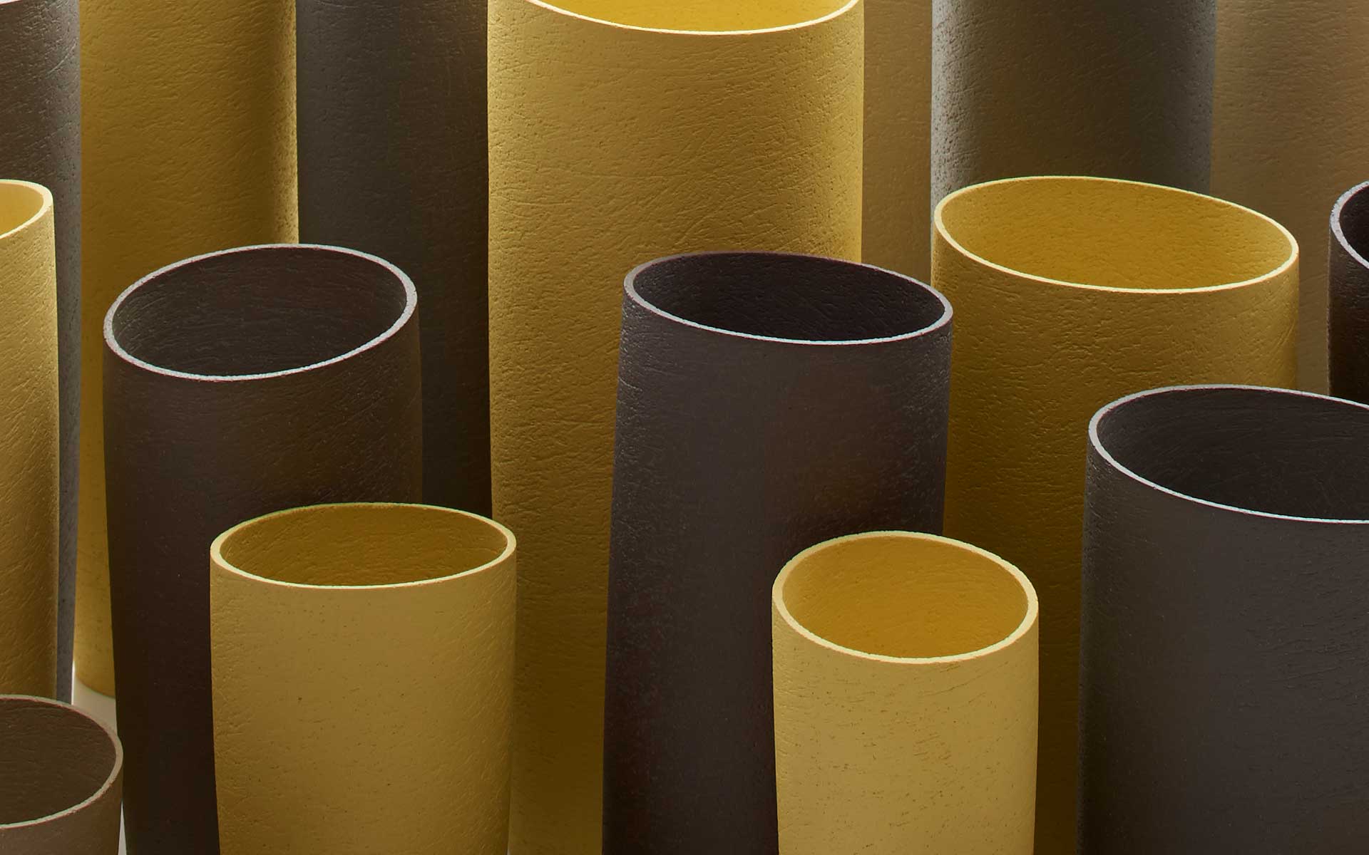 Yellow, charcoal and sable installation - detail