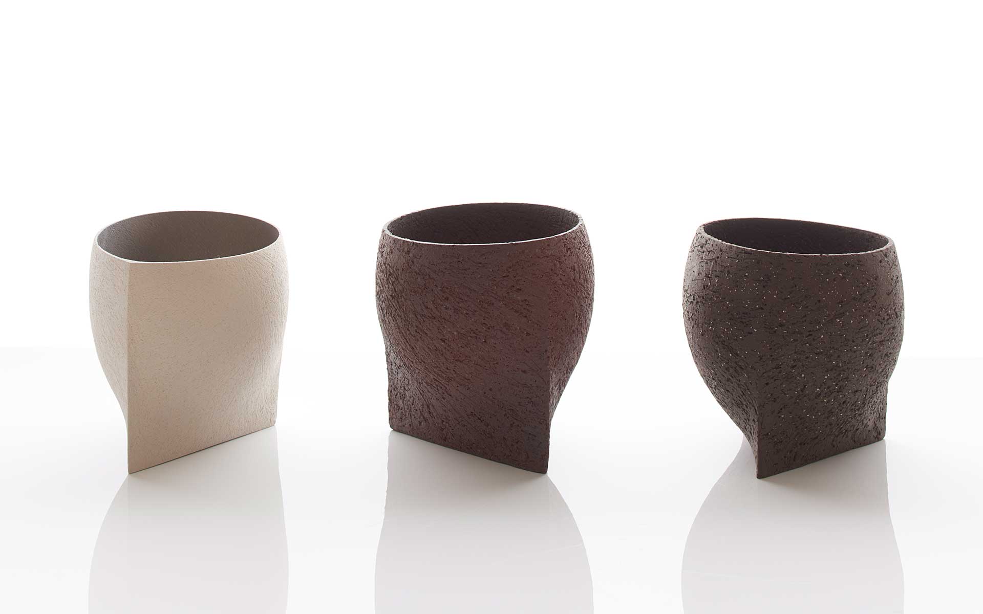 Three angular bowls